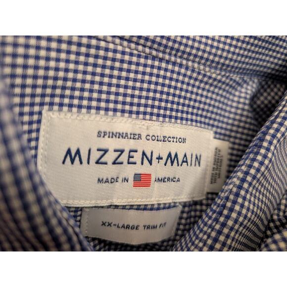 Mizzen Main Shirt Mens 2XL Trim Fit Blue Trim Fit Spinnaker Collection Plaid - Picture 5 of 7